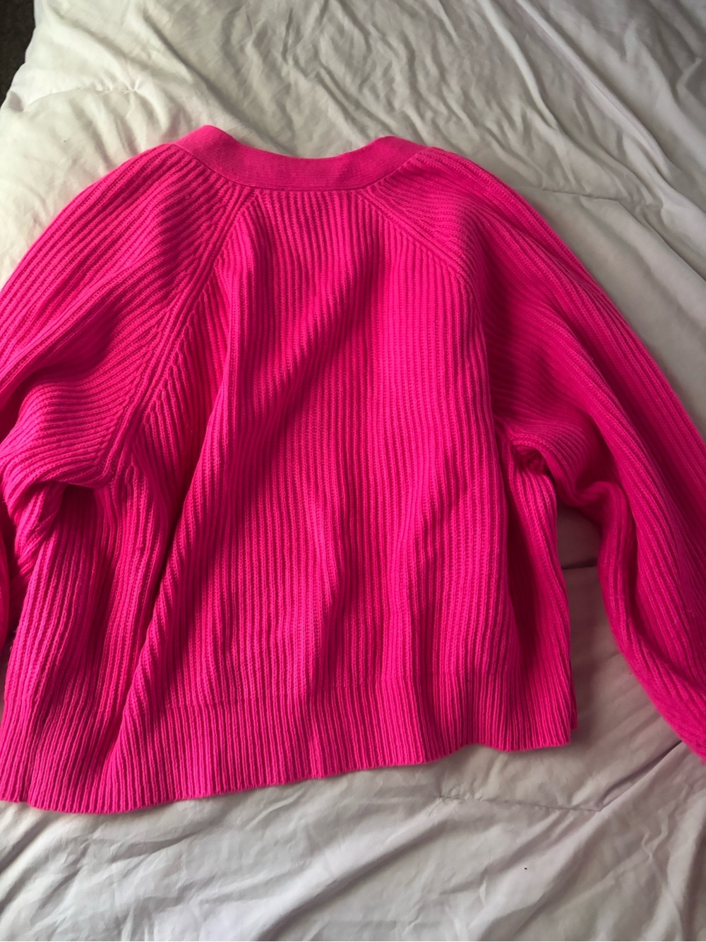 QOS xs Hot Pink Sequin Gingerbread Cardigan - Picture 3 of 6